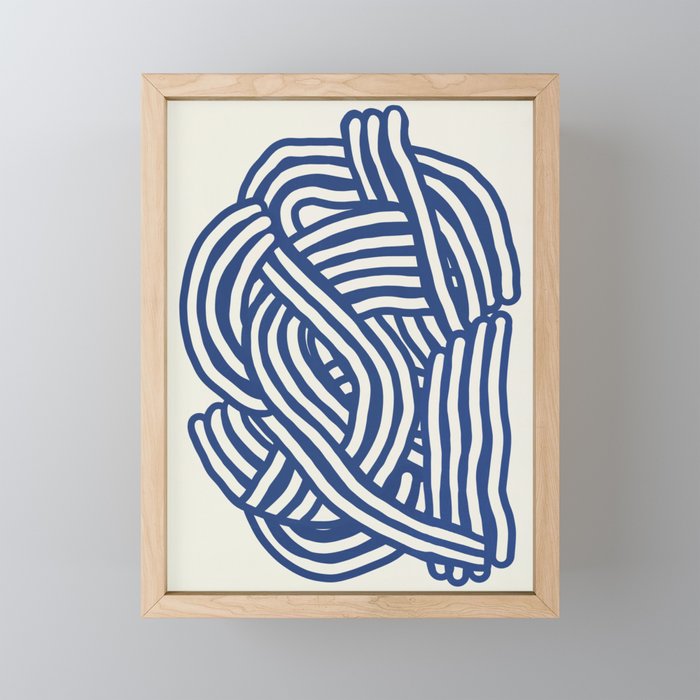 Line art organic shape in blue Mini Art Print Gallery Image 1