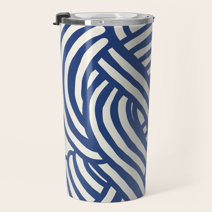 Line art organic shape in blue Travel Mug Gallery Image 3