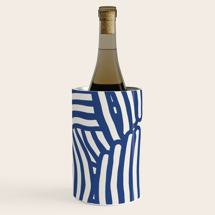 Line art organic shape in blue Wine Chiller Gallery Image 3