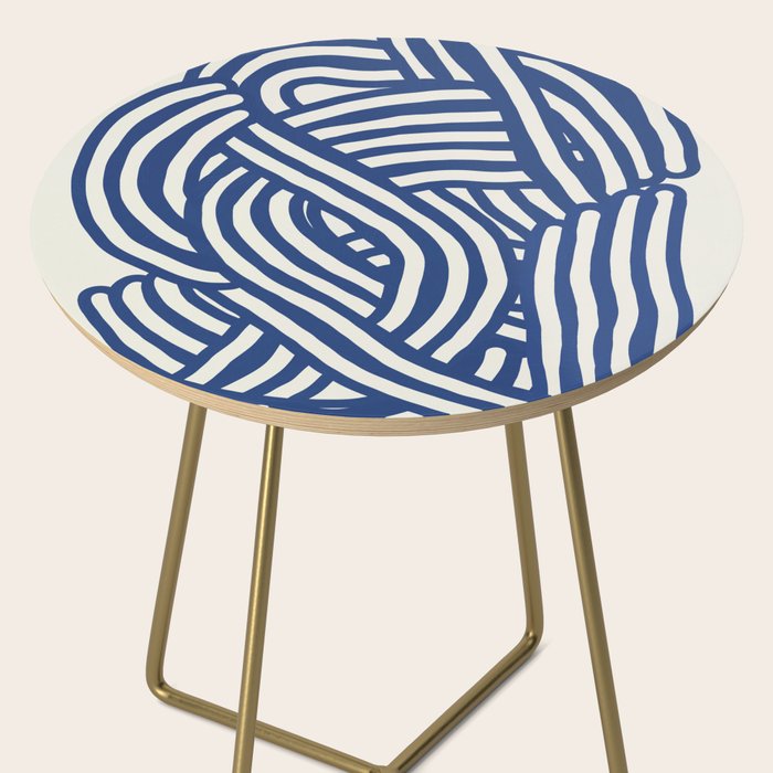 Line art organic shape in blue Side Table Gallery Image 2