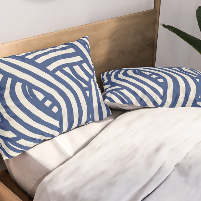 Line art organic shape in blue Pillow Sham Gallery Image 2