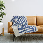 Line art organic shape in blue Throw Blanket Gallery Image 1