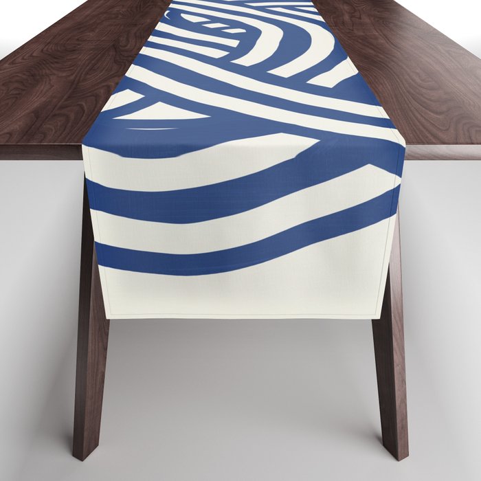 Line art organic shape in blue Table Runner Gallery Image 1