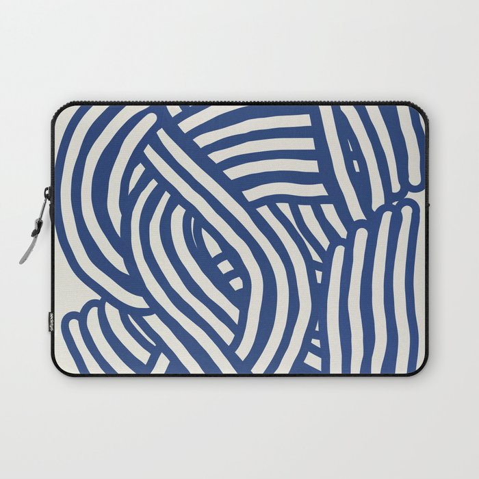 Line art organic shape in blue Laptop Sleeve Gallery Image 1