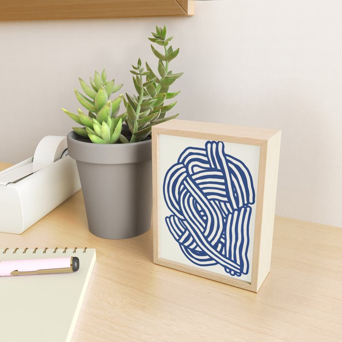 Line art organic shape in blue Mini Art Print Gallery Image 2