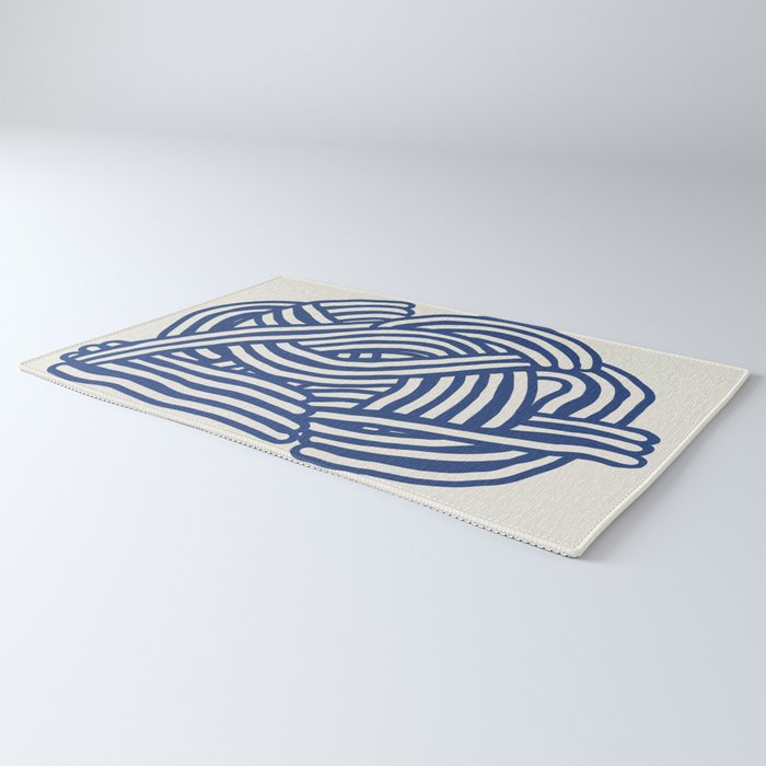 Line art organic shape in blue Rug Gallery Image 3