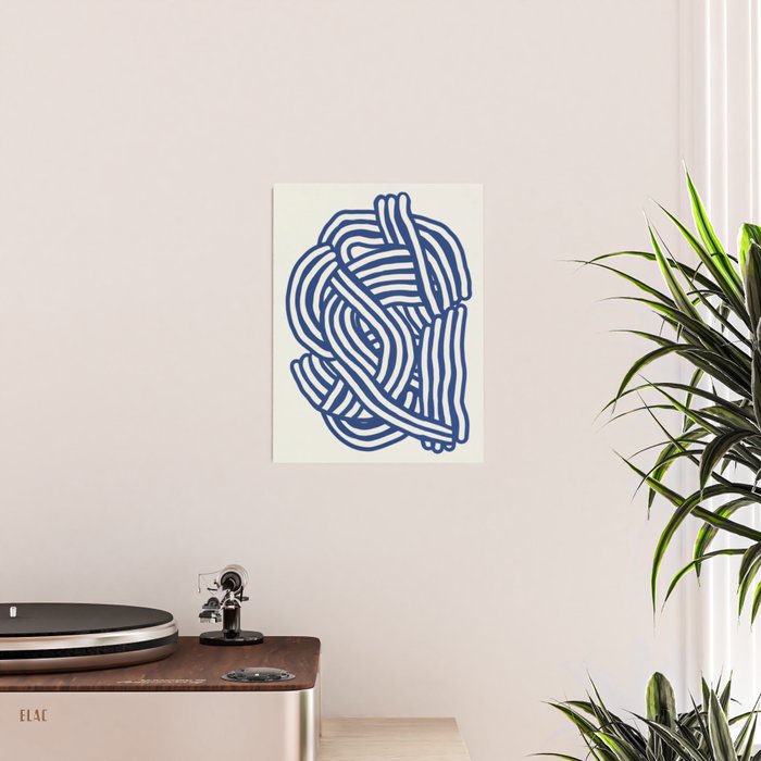 Line art organic shape in blue Poster Gallery Image 2