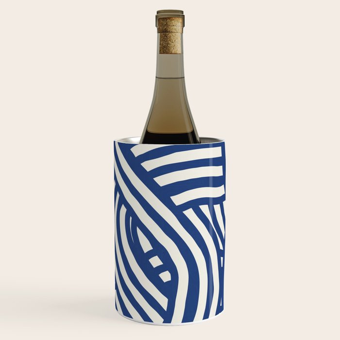 Line art organic shape in blue Wine Chiller Gallery Image 1