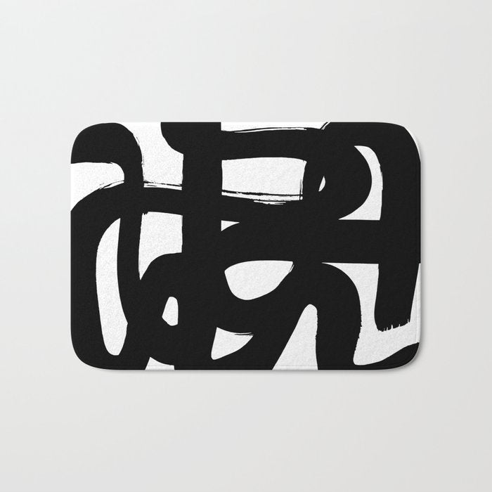 Slithering Ink White Background Bath Mat Gallery Image 1