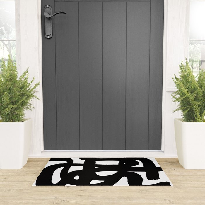 Slithering Ink White Background Welcome Mat Gallery Image 3