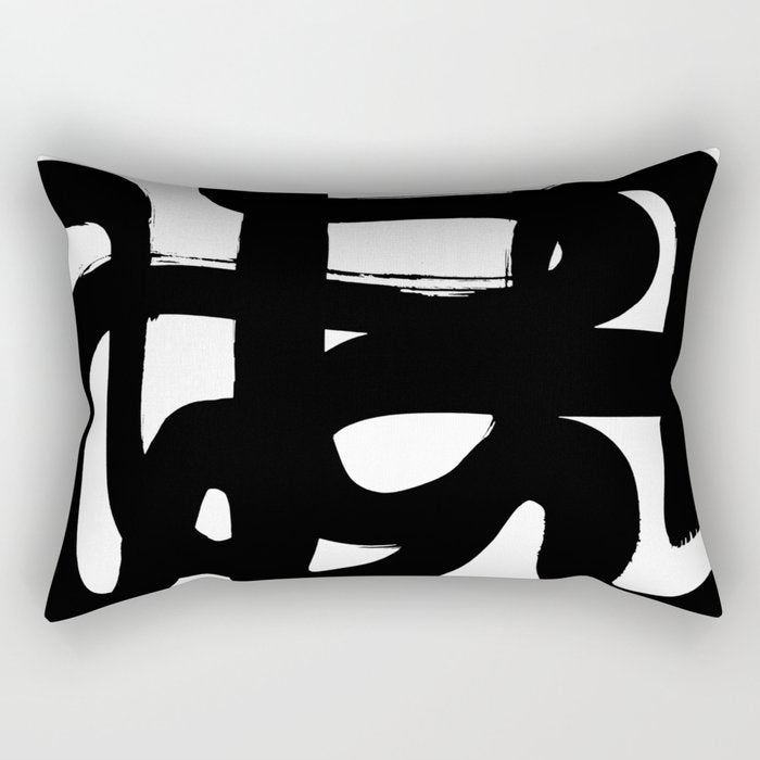 Slithering Ink White Background Rectangular Pillow Gallery Image 2