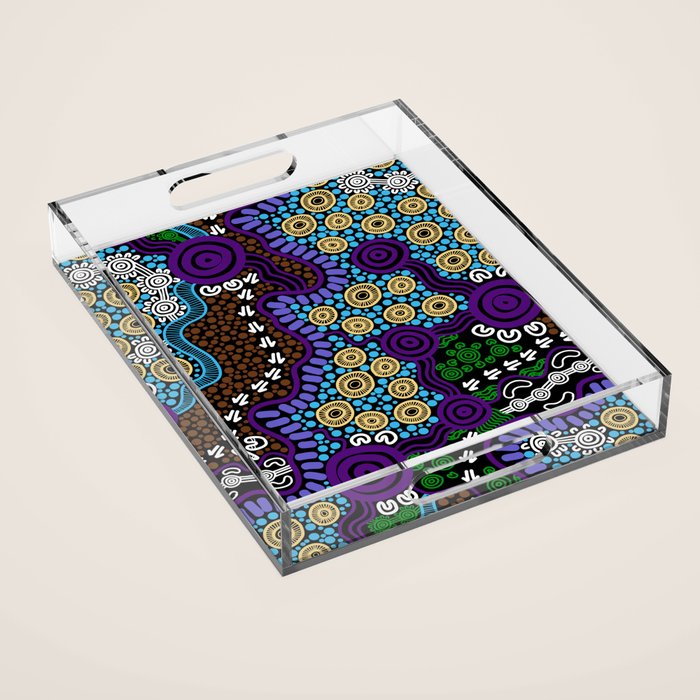 Authentic Aboriginal Art - Untitled Acrylic Tray Gallery Image 1