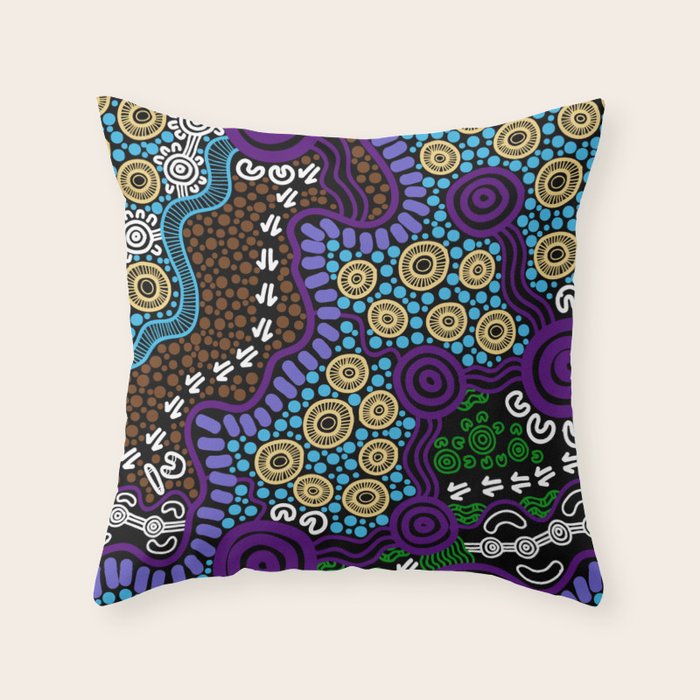 Authentic Aboriginal Art - Untitled Throw Pillow Gallery Image 6