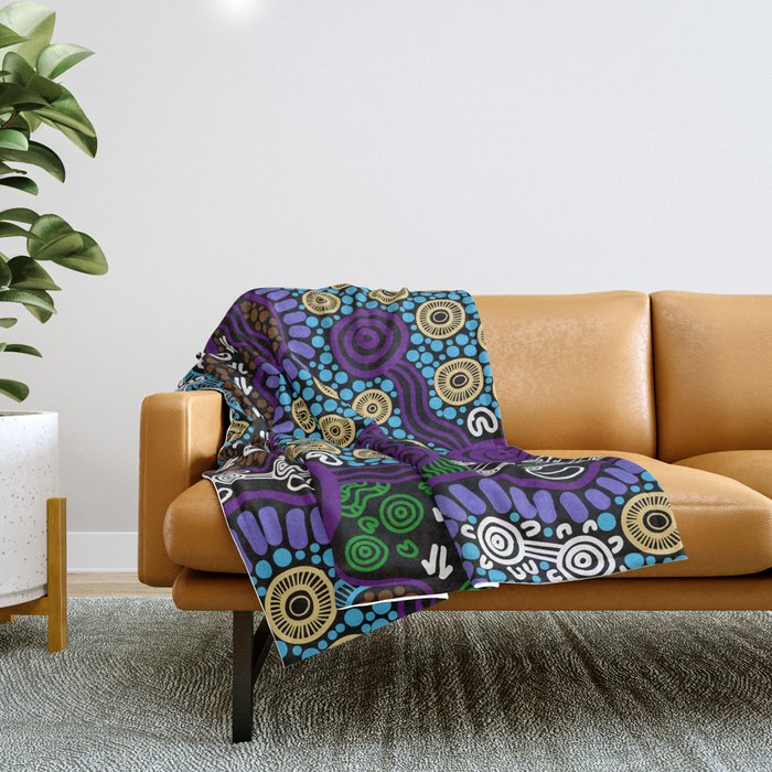 Authentic Aboriginal Art - Untitled Throw Blanket Gallery Image 1