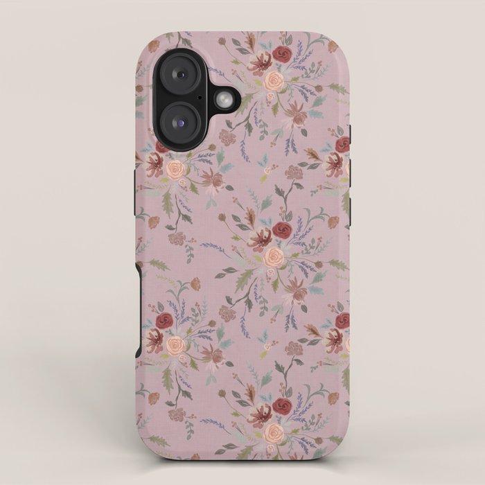 Bohemian Watercolor Floral - Cool Pink iPhone Case Gallery Image 1