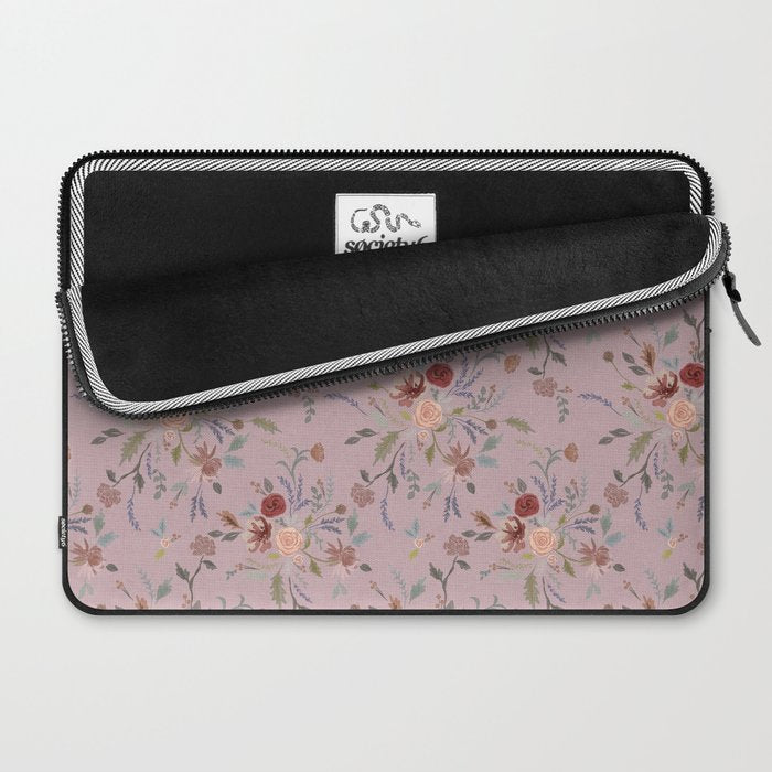 Bohemian Watercolor Floral - Cool Pink Laptop Sleeve Gallery Image 2