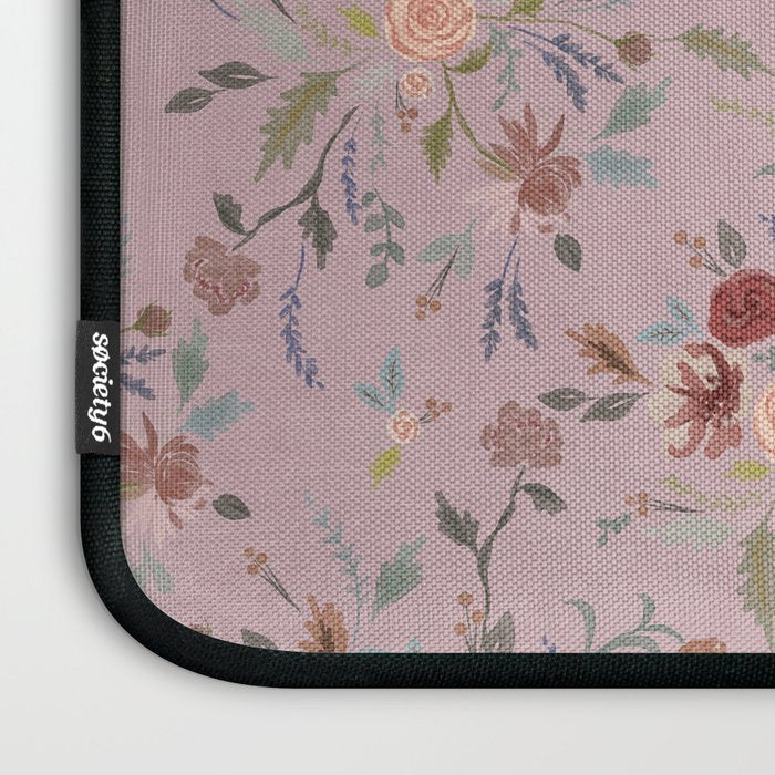 Bohemian Watercolor Floral - Cool Pink Laptop Sleeve Gallery Image 3