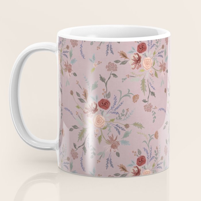 Bohemian Watercolor Floral - Cool Pink Coffee Mug Gallery Image 3