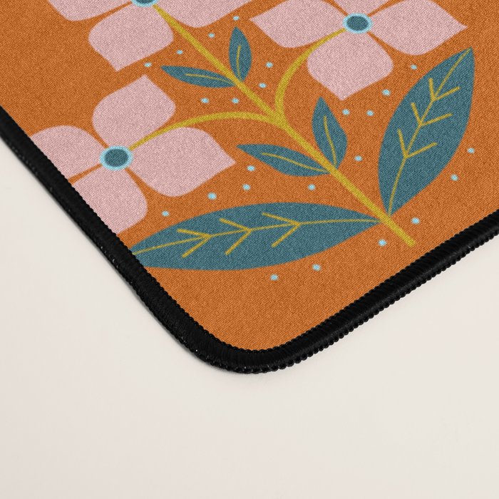Retro Pink Floral Bunches Pattern - Terracotta  Desk Mat Gallery Image 4