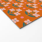 Retro Pink Floral Bunches Pattern - Terracotta  Welcome Mat Gallery Image 2