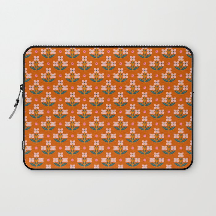 Retro Pink Floral Bunches Pattern - Terracotta  Laptop Sleeve Gallery Image 1