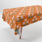 Retro Pink Floral Bunches Pattern - Terracotta  Tablecloth Gallery Image 1