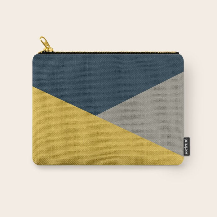 Envelope - Minimalist Geometric Color Block in Light Mustard Yellow, Navy Blue, and Gray Carry All Pouch Gallery Image 1