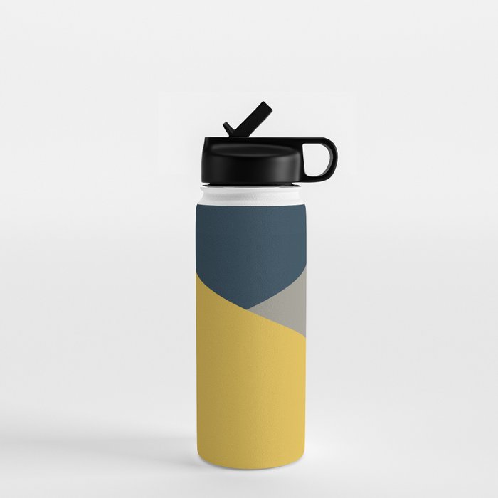 Envelope - Minimalist Geometric Color Block in Light Mustard Yellow, Navy Blue, and Gray Water Bottle Gallery Image 1