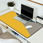 Envelope - Minimalist Geometric Color Block in Light Mustard Yellow, Navy Blue, and Gray Desk Mat Gallery Image 2