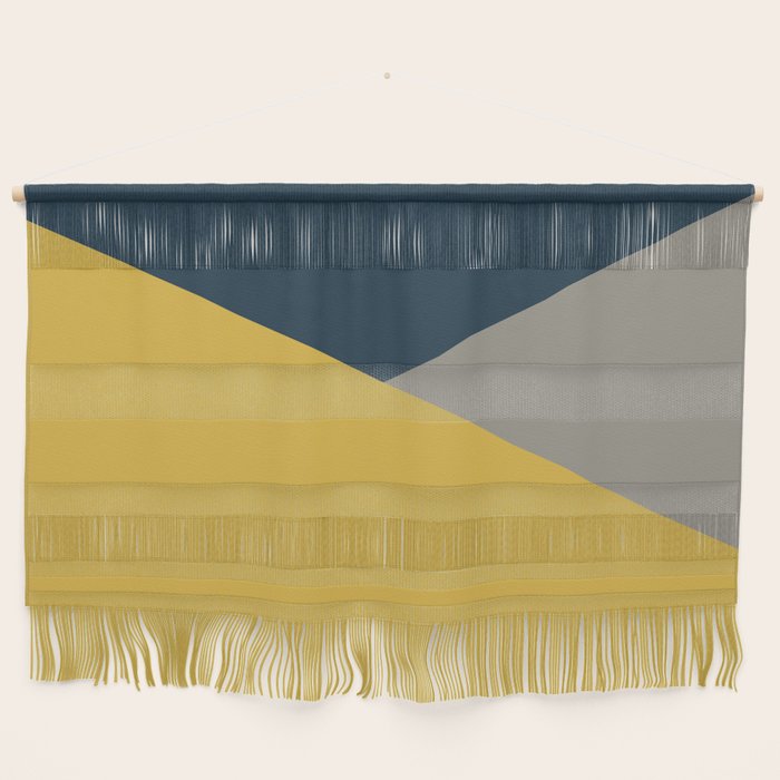 Envelope - Minimalist Geometric Color Block in Light Mustard Yellow, Navy Blue, and Gray Wall Hanging Gallery Image 1