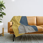 Envelope - Minimalist Geometric Color Block in Light Mustard Yellow, Navy Blue, and Gray Throw Blanket Gallery Image 1