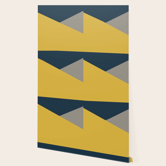 Envelope - Minimalist Geometric Color Block in Light Mustard Yellow, Navy Blue, and Gray Wallpaper Gallery Image 2