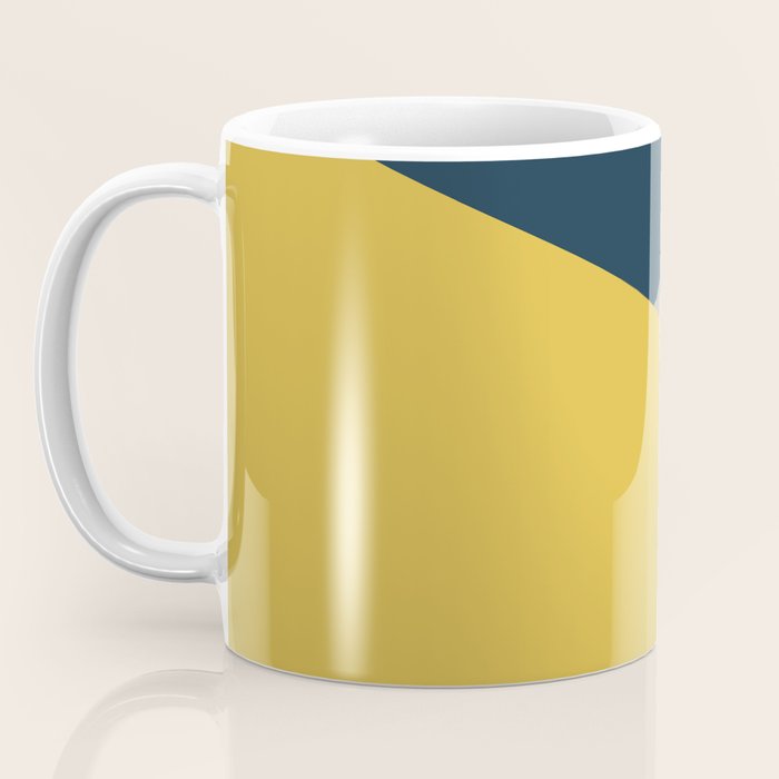 Envelope - Minimalist Geometric Color Block in Light Mustard Yellow, Navy Blue, and Gray Coffee Mug Gallery Image 3