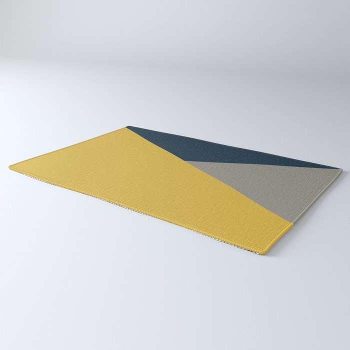 Envelope - Minimalist Geometric Color Block in Light Mustard Yellow, Navy Blue, and Gray Rug Gallery Image 3
