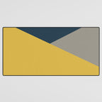 Envelope - Minimalist Geometric Color Block in Light Mustard Yellow, Navy Blue, and Gray Desk Mat Gallery Image 3