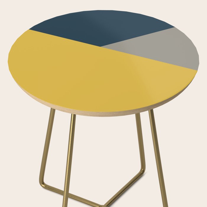 Envelope - Minimalist Geometric Color Block in Light Mustard Yellow, Navy Blue, and Gray Side Table Gallery Image 2