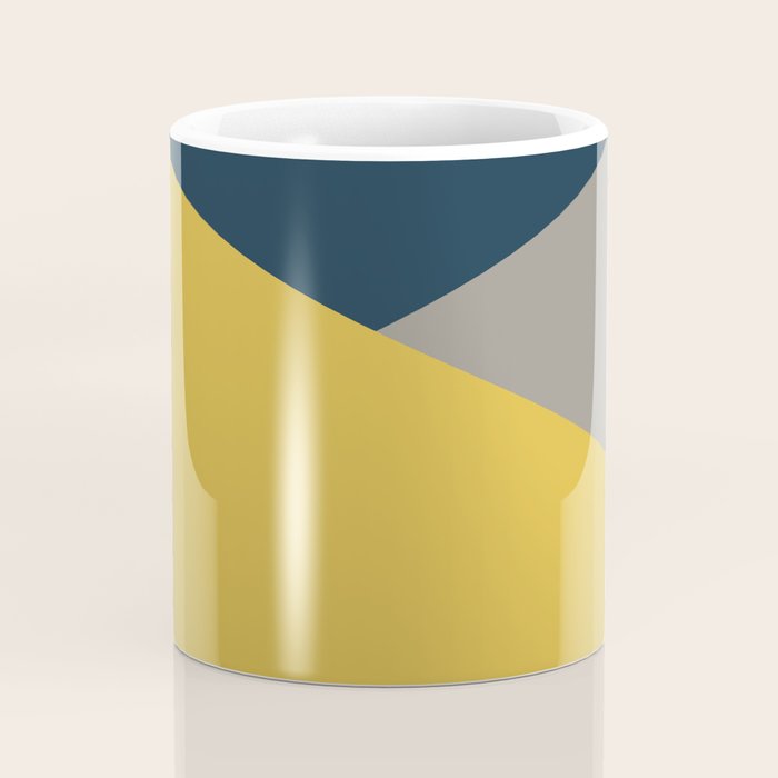 Envelope - Minimalist Geometric Color Block in Light Mustard Yellow, Navy Blue, and Gray Coffee Mug Gallery Image 4