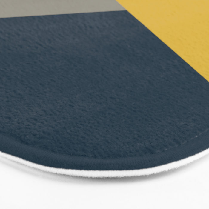 Envelope - Minimalist Geometric Color Block in Light Mustard Yellow, Navy Blue, and Gray Bath Mat Gallery Image 3