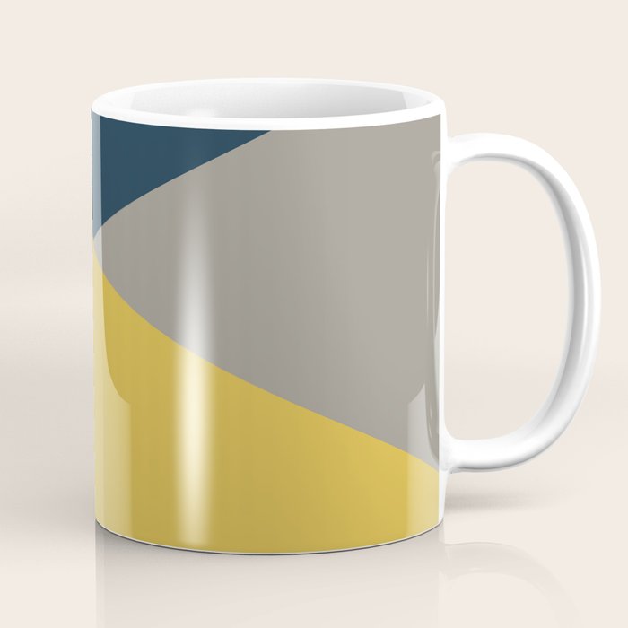 Envelope - Minimalist Geometric Color Block in Light Mustard Yellow, Navy Blue, and Gray Coffee Mug Gallery Image 1