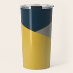 Envelope - Minimalist Geometric Color Block in Light Mustard Yellow, Navy Blue, and Gray Travel Mug Gallery Image 1