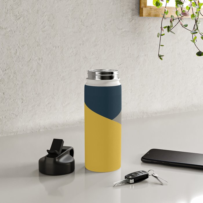 Envelope - Minimalist Geometric Color Block in Light Mustard Yellow, Navy Blue, and Gray Water Bottle Gallery Image 4