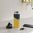 Envelope - Minimalist Geometric Color Block in Light Mustard Yellow, Navy Blue, and Gray Water Bottle Gallery Image 4