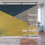 Envelope - Minimalist Geometric Color Block in Light Mustard Yellow, Navy Blue, and Gray Wall Mural Gallery Image 1