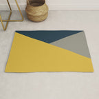 Envelope - Minimalist Geometric Color Block in Light Mustard Yellow, Navy Blue, and Gray Rug Gallery Image 1