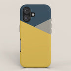 Envelope - Minimalist Geometric Color Block in Light Mustard Yellow, Navy Blue, and Gray iPhone Case Gallery Image 1