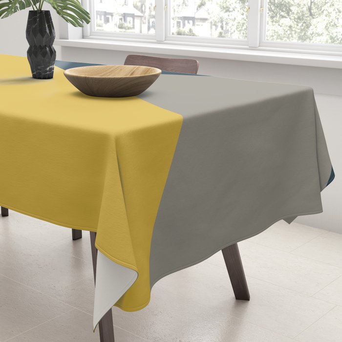 Envelope - Minimalist Geometric Color Block in Light Mustard Yellow, Navy Blue, and Gray Tablecloth Gallery Image 3