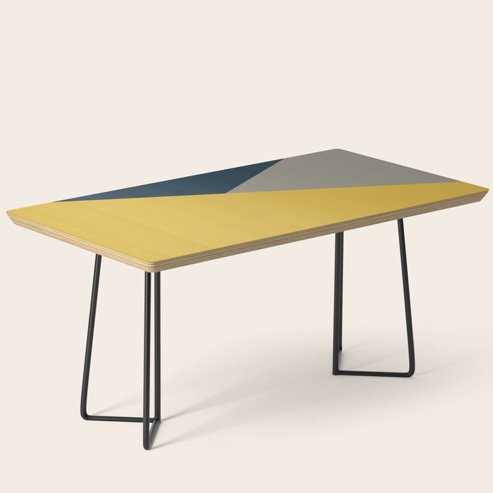 Envelope - Minimalist Geometric Color Block in Light Mustard Yellow, Navy Blue, and Gray Coffee Table Gallery Image 1