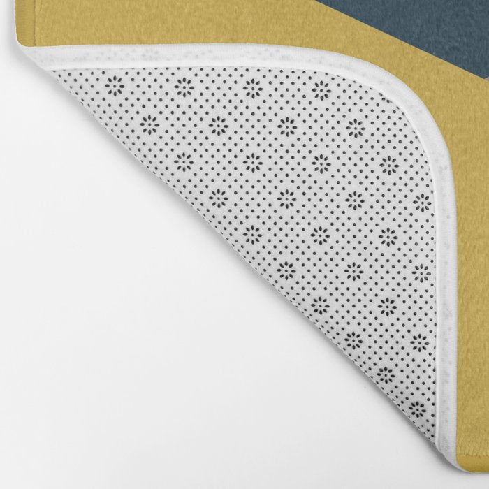 Envelope - Minimalist Geometric Color Block in Light Mustard Yellow, Navy Blue, and Gray Bath Mat Gallery Image 2