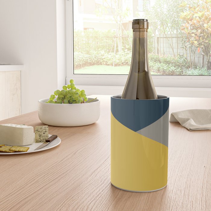 Envelope - Minimalist Geometric Color Block in Light Mustard Yellow, Navy Blue, and Gray Wine Chiller Gallery Image 4
