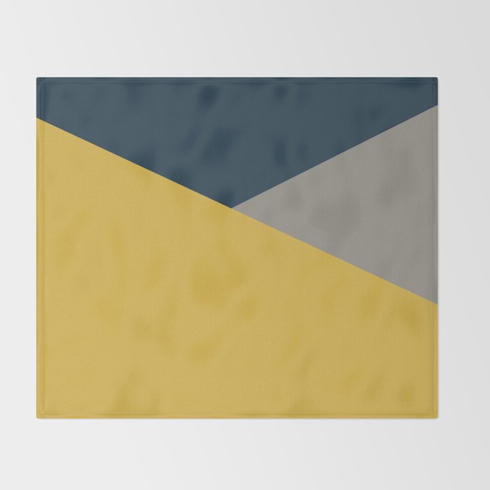 Envelope - Minimalist Geometric Color Block in Light Mustard Yellow, Navy Blue, and Gray Throw Blanket Gallery Image 2